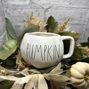Rae Dunn Artisan Collection By Magenta “Pumpkin”Pumpkin Shaped Mug Matte White